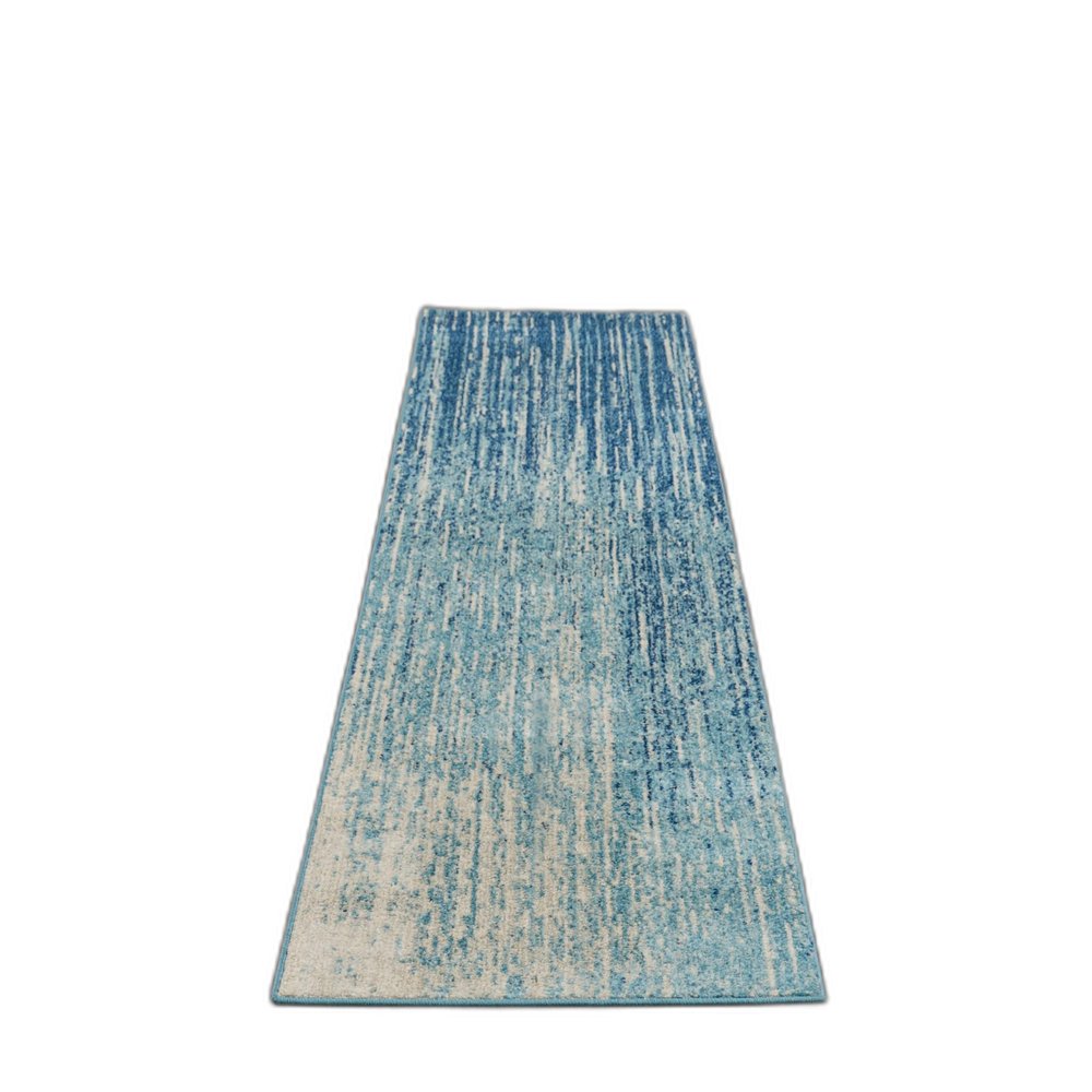 10' Blue And Ivory Abstract Runner Rug