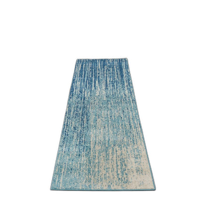 10' Blue And Ivory Abstract Runner Rug