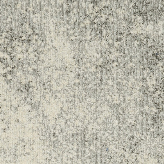 8' Gray And Ivory Abstract Runner Rug