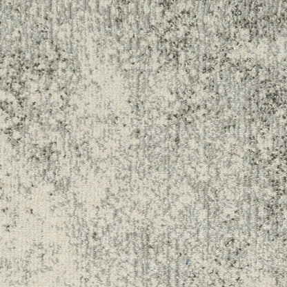 6' Gray And Ivory Abstract Runner Rug