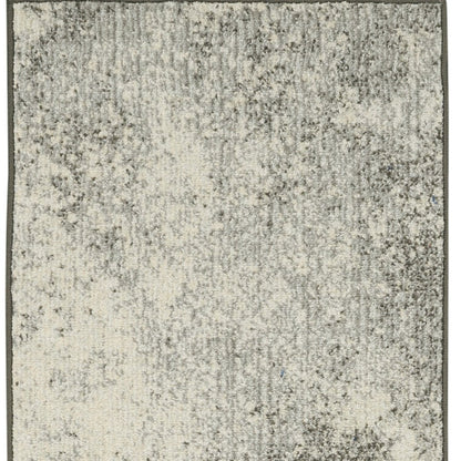 6' Gray And Ivory Abstract Runner Rug