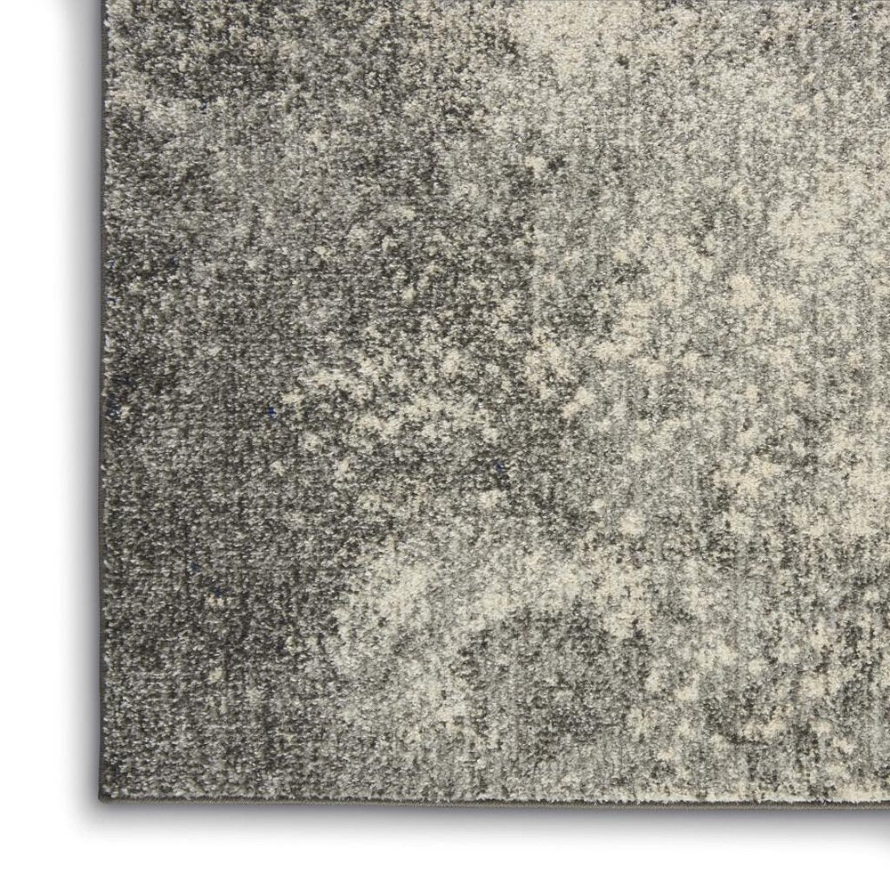 8' Gray And Ivory Abstract Runner Rug