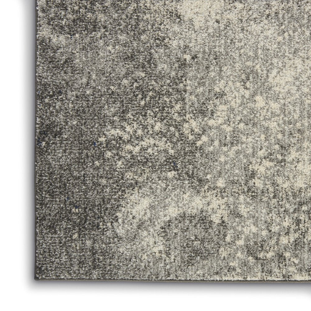 6' Gray And Ivory Abstract Runner Rug