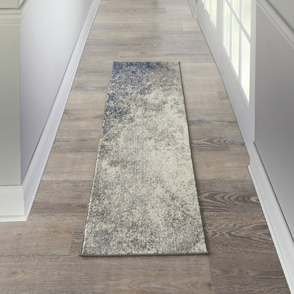 6' Gray And Ivory Abstract Runner Rug