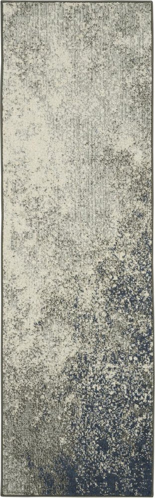 8' Gray And Ivory Abstract Runner Rug