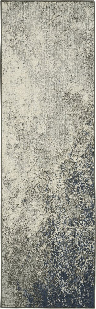 6' Gray And Ivory Abstract Runner Rug