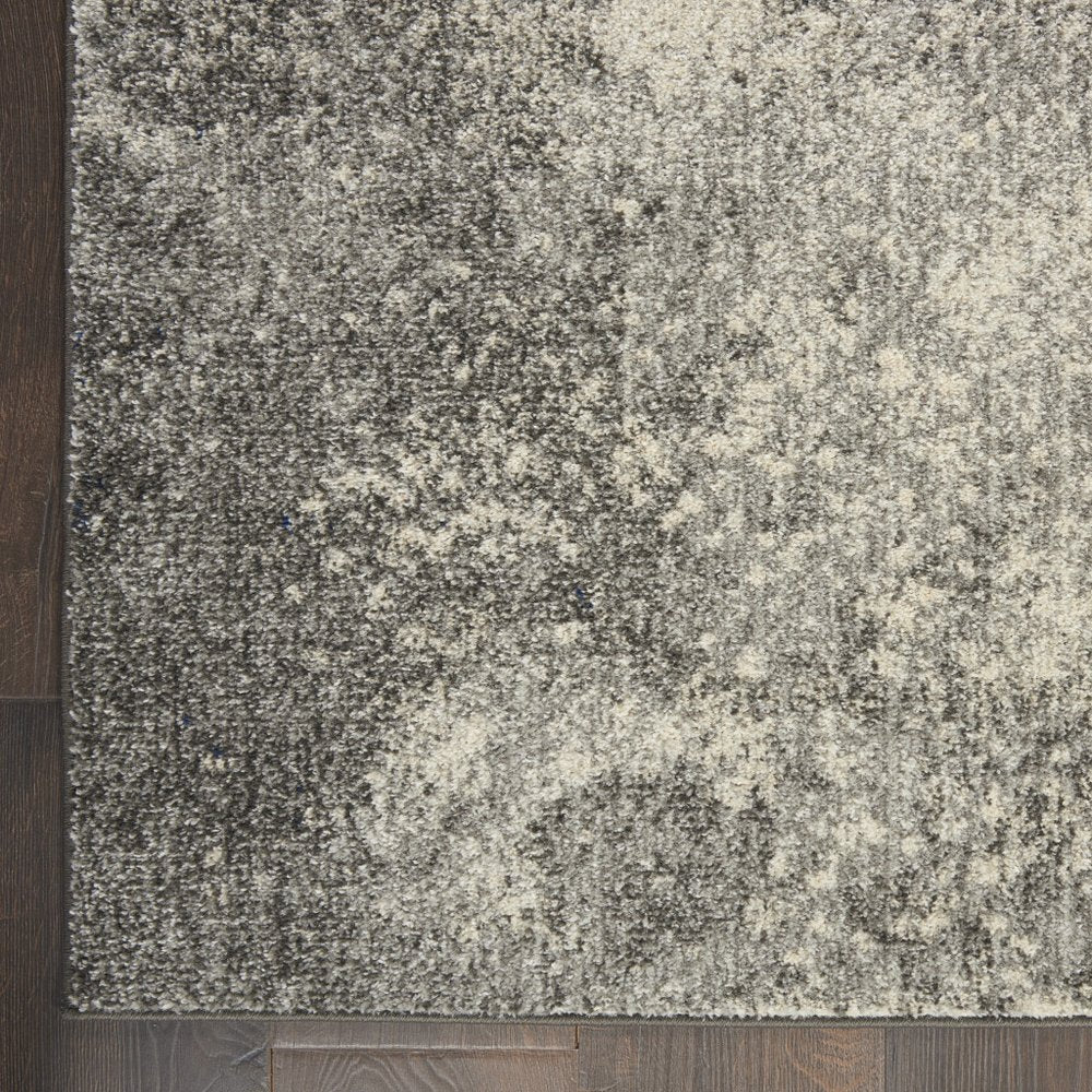 6' Gray And Ivory Abstract Runner Rug