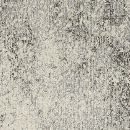 6' Gray And Ivory Abstract Runner Rug