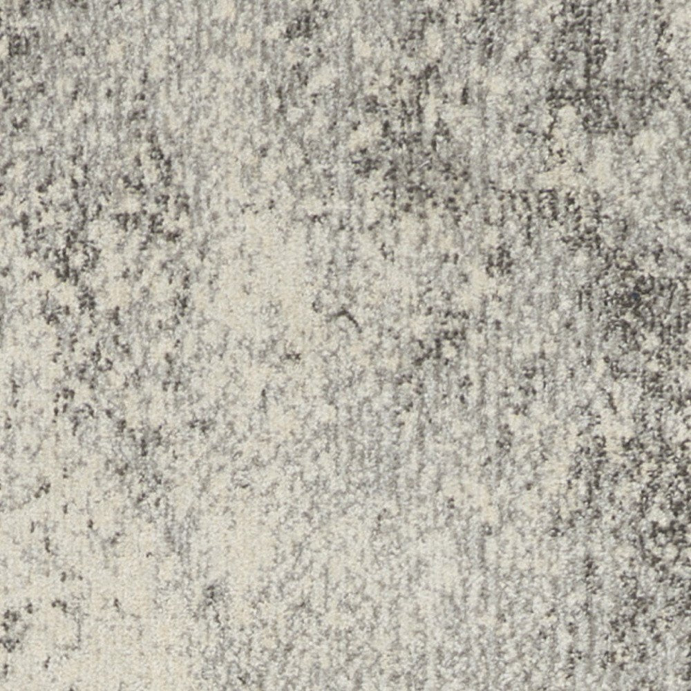 6' Gray And Ivory Abstract Runner Rug