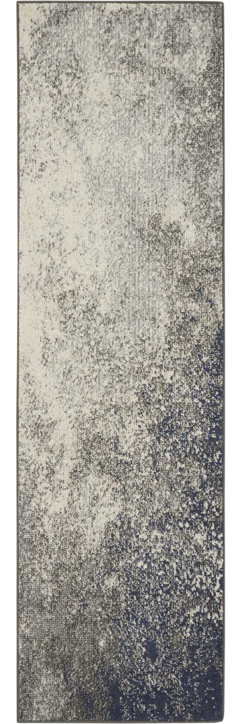 8' Gray And Ivory Abstract Power Loom Runner Rug