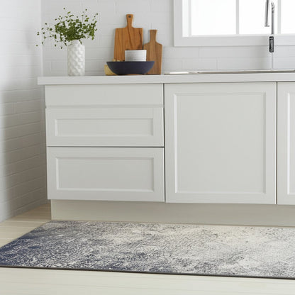 6' Gray And Ivory Abstract Runner Rug