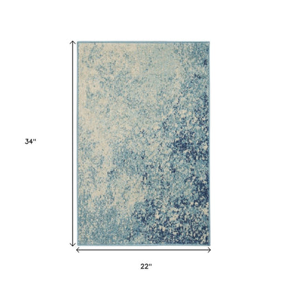 4' X 6' Blue And Ivory Abstract Area Rug