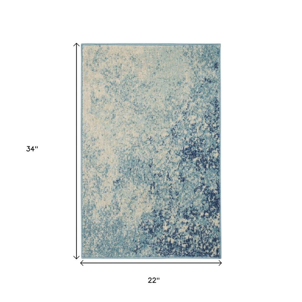 8' X 10' Blue And Ivory Abstract Area Rug