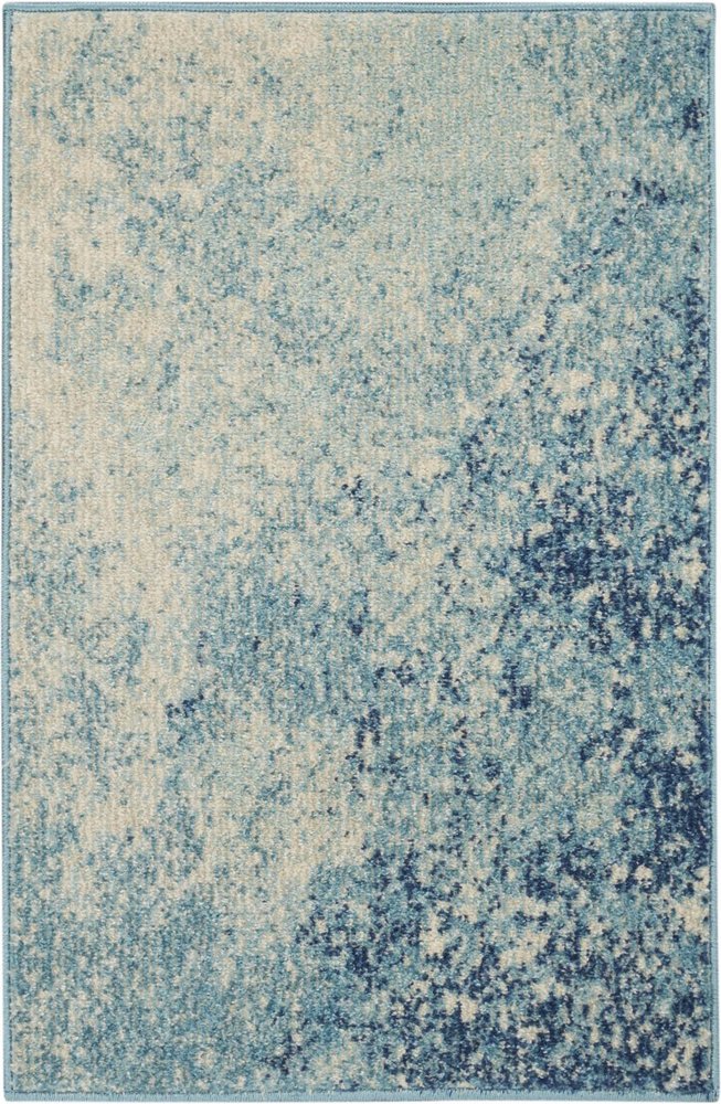 7' X 10' Blue And Ivory Abstract Area Rug