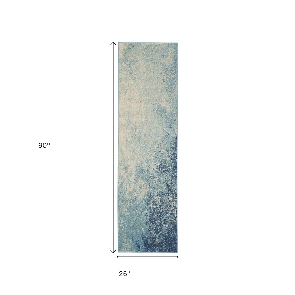 8' X 10' Blue And Ivory Abstract Area Rug