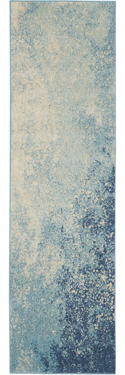 4' X 6' Ivory And Blue Abstract Power Loom Area Rug