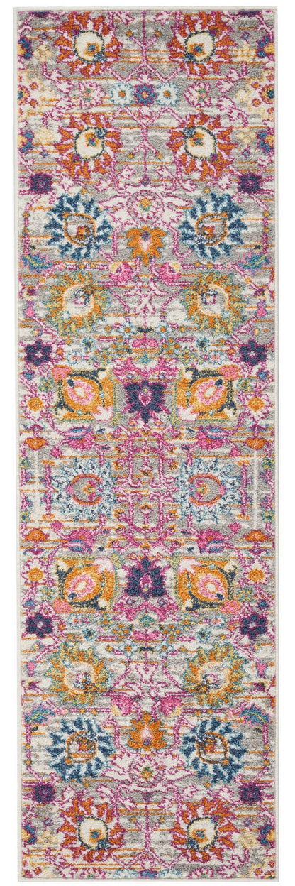 4' X 6' Silver Floral Power Loom Area Rug