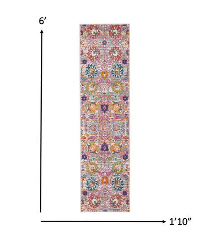 4' X 6' Silver Floral Power Loom Area Rug