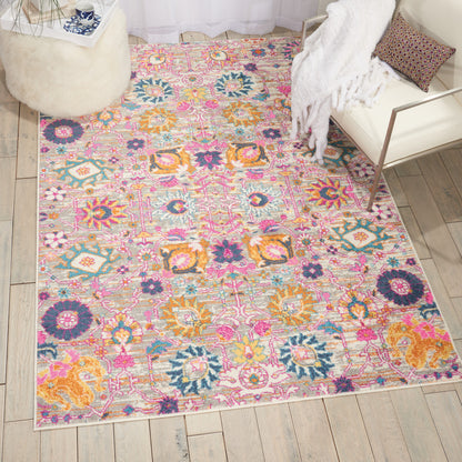 4' X 6' Silver Floral Power Loom Area Rug