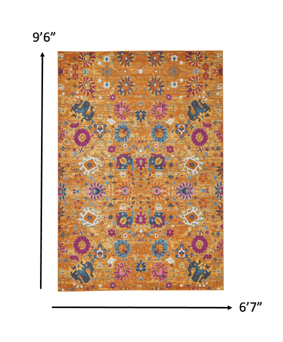 7' X 10' Sunset Floral Power Loom Area Rug