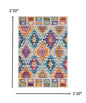 5' X 7' Gray Blue And Orange Ogee Distressed Area Rug