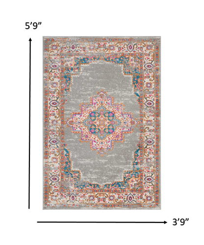 5' X 7' Gray Power Loom Area Rug