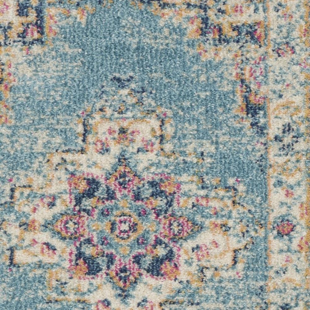 5' X 7' Blue And Ivory Southwestern Distressed Area Rug