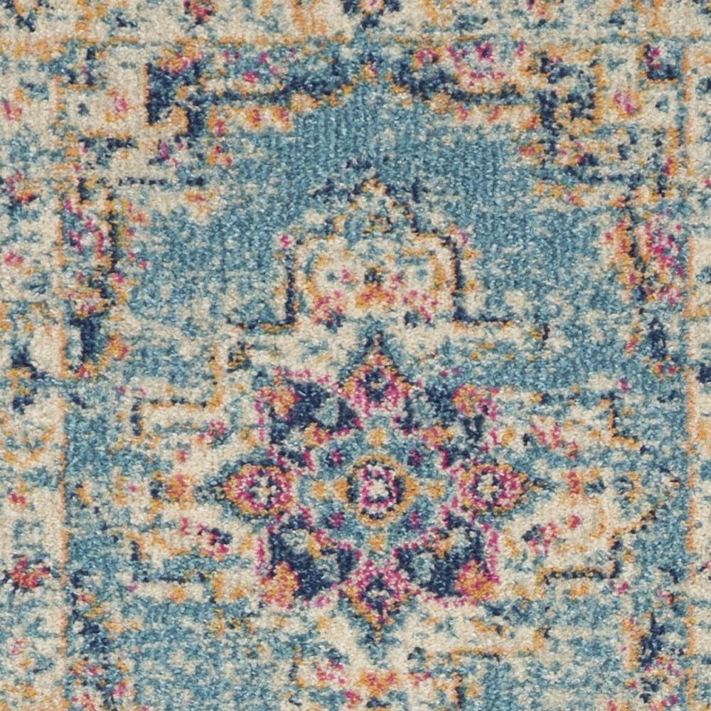 2' X 3' Blue And Ivory Southwestern Distressed Area Rug