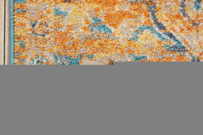4' X 6' Teal And Gold Medallion Distressed Area Rug