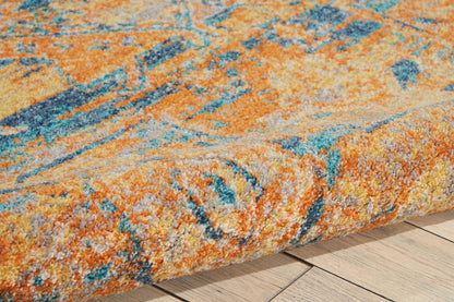 4' X 6' Teal And Gold Medallion Distressed Area Rug