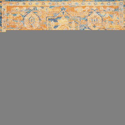 4' X 6' Teal And Gold Medallion Distressed Area Rug