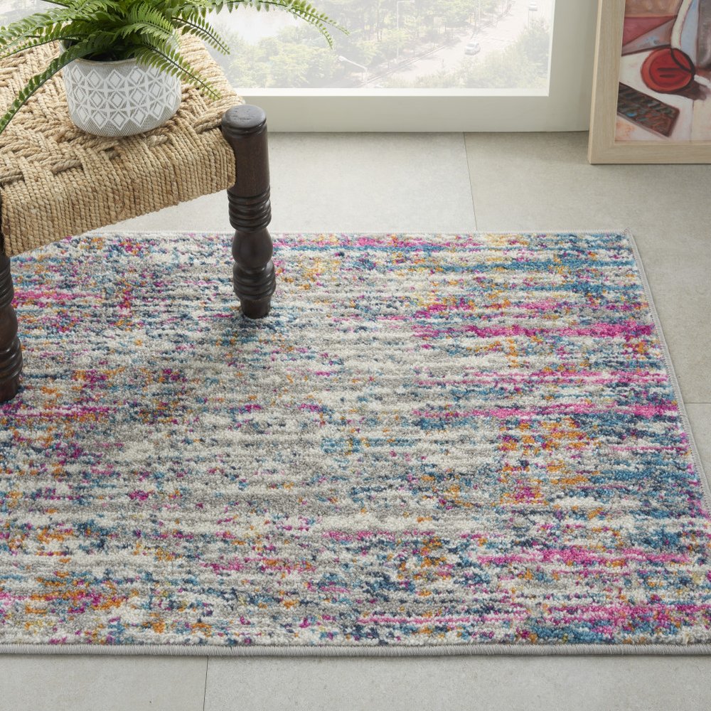 2' X 3' Ivory And Blue Abstract Area Rug