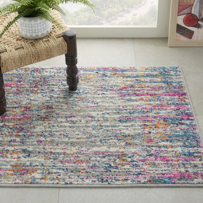 2' X 3' Ivory And Blue Abstract Area Rug