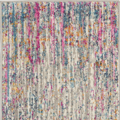 2' X 3' Ivory And Blue Abstract Area Rug