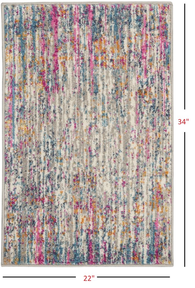 2' X 3' Ivory And Blue Abstract Area Rug