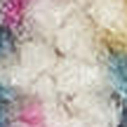 4' Ivory And Blue Abstract Round Rug