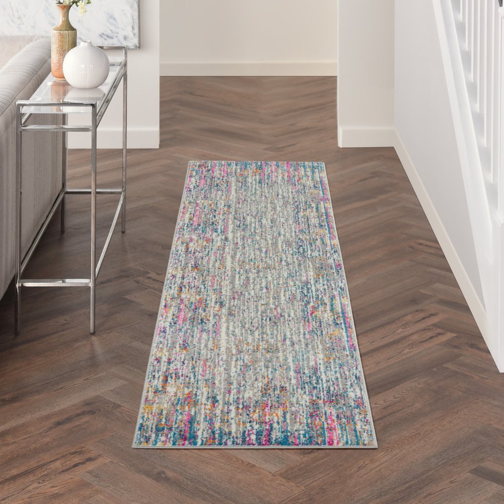 2' X 3' Ivory And Blue Abstract Area Rug