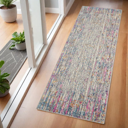 2' X 3' Ivory And Blue Abstract Area Rug