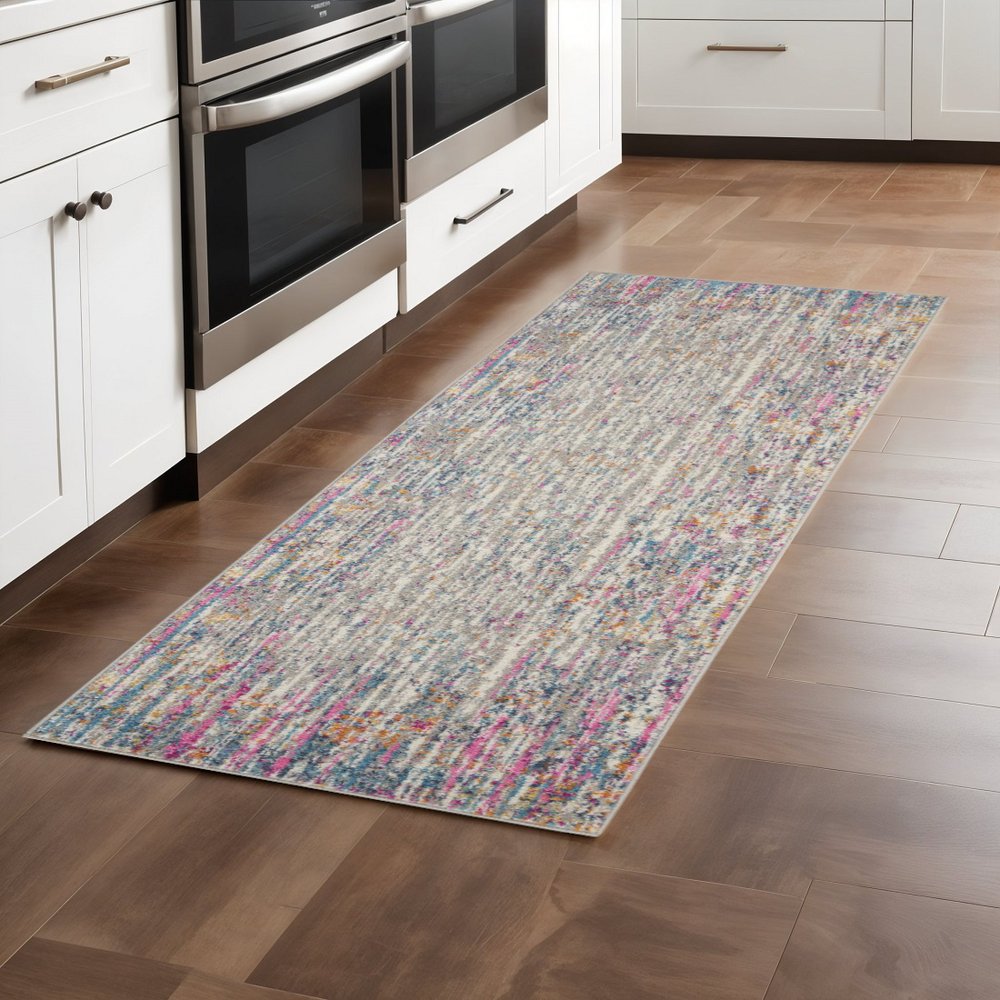 2' X 3' Ivory And Blue Abstract Area Rug