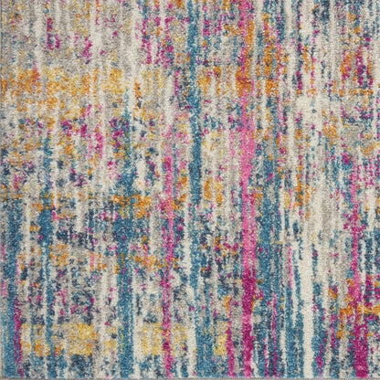 2' X 3' Ivory And Blue Abstract Area Rug