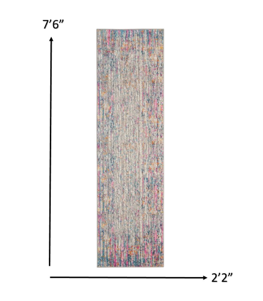 2' X 3' Ivory And Blue Abstract Area Rug