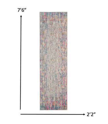2' X 3' Ivory And Blue Abstract Area Rug
