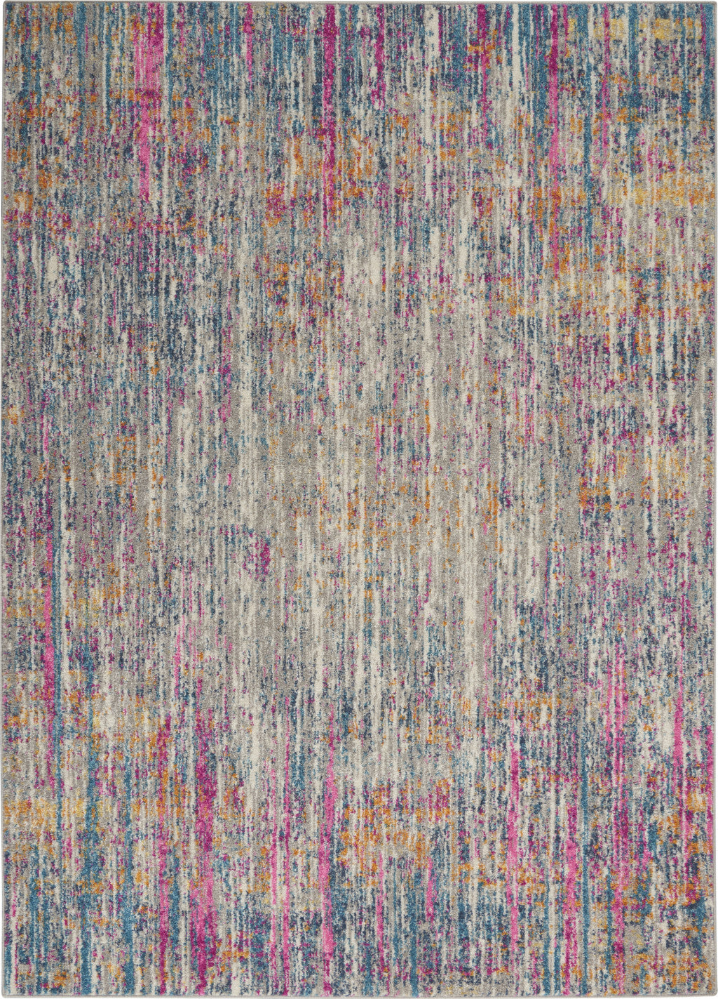 8' X 10' Pink And Ivory Abstract Power Loom Area Rug