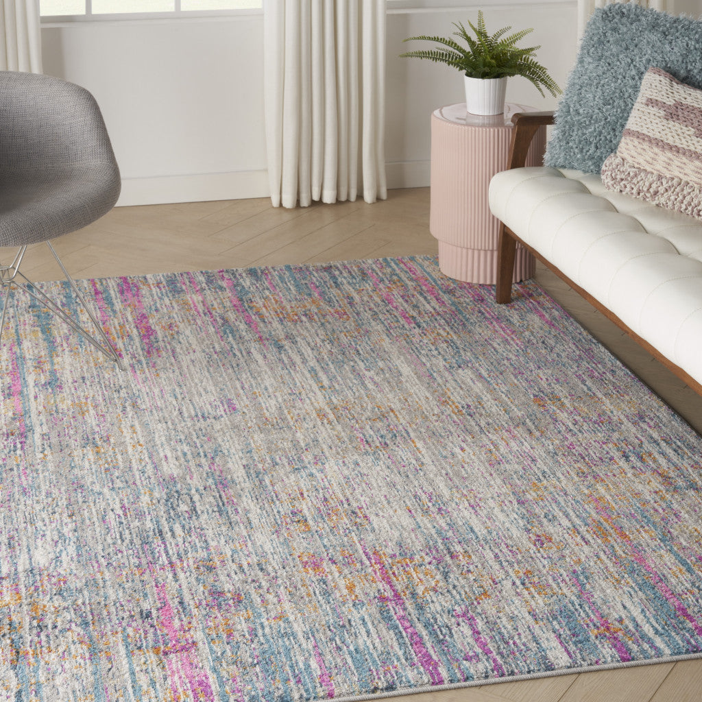 8' X 10' Pink And Ivory Abstract Power Loom Area Rug