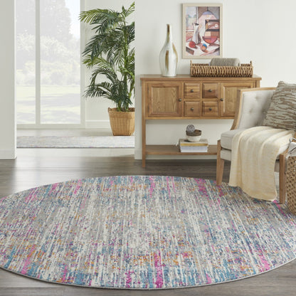 8' X 10' Pink And Ivory Abstract Power Loom Area Rug