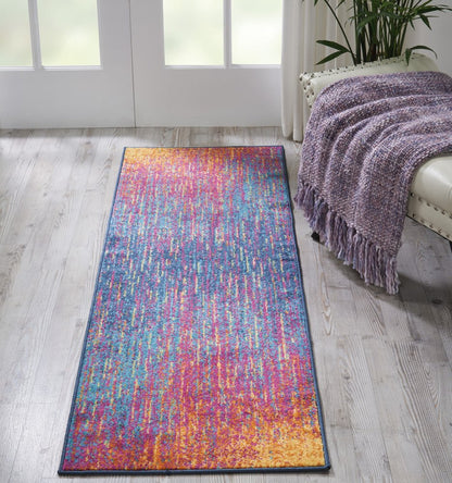 8' X 10' Blue And Orange Abstract Area Rug