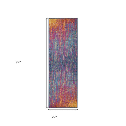 8' X 10' Blue And Orange Abstract Area Rug