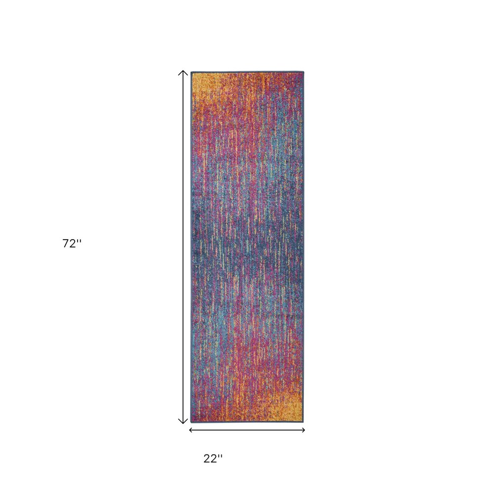 8' X 10' Blue And Orange Abstract Area Rug