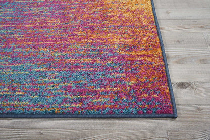 8' X 10' Blue And Orange Abstract Area Rug