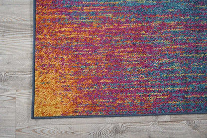 8' X 10' Blue And Orange Abstract Area Rug